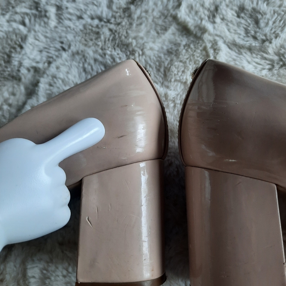 Anne Klein Meagan Peep Toe Pumps Nude Beige Womens Sz 10 - Picture 9 of 11
